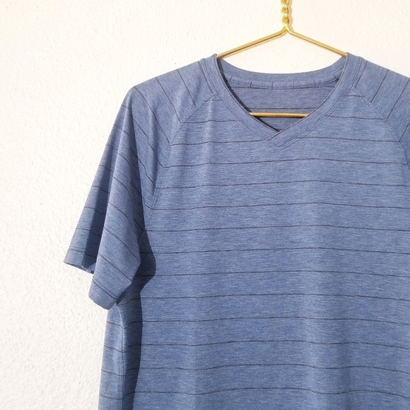Lululemon Switchback Short Sleeve V-Lookout Stripe Heathered Hawk Blue - Picture 7 of 12
